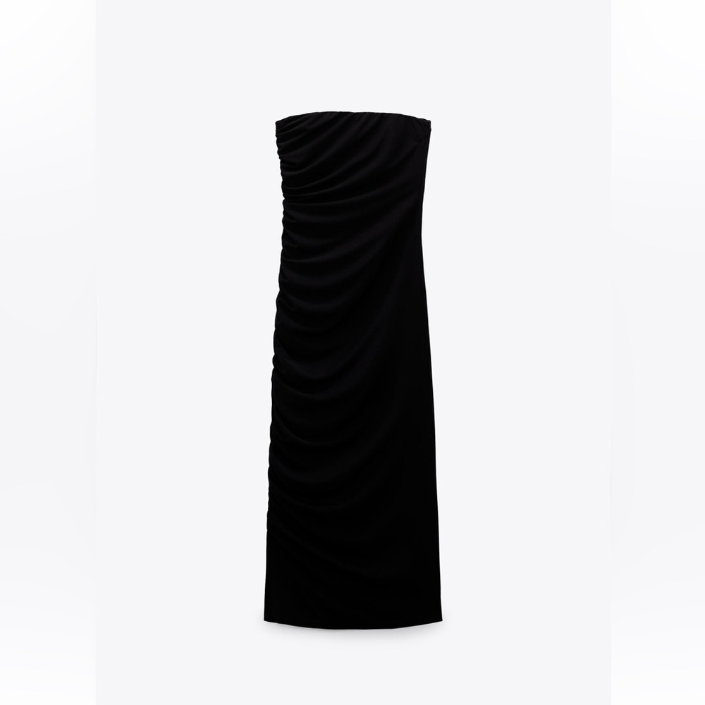 Zara Strapless Draped Midi Dress